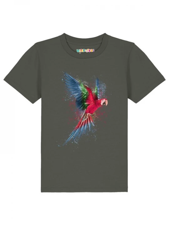 Foto van product watabout.kids Shirt 'Papagei' blauw / turquoise / olijfgroen / rood