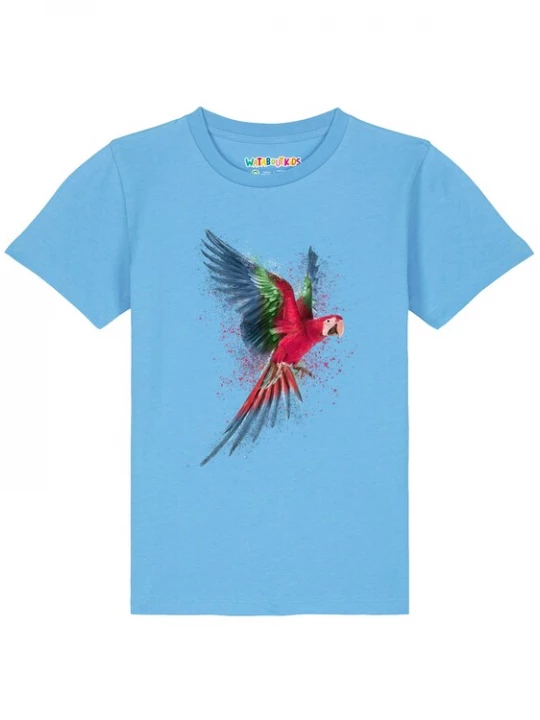 Foto van product watabout.kids Shirt 'Papagei' turquoise / aqua / donkerblauw / rood