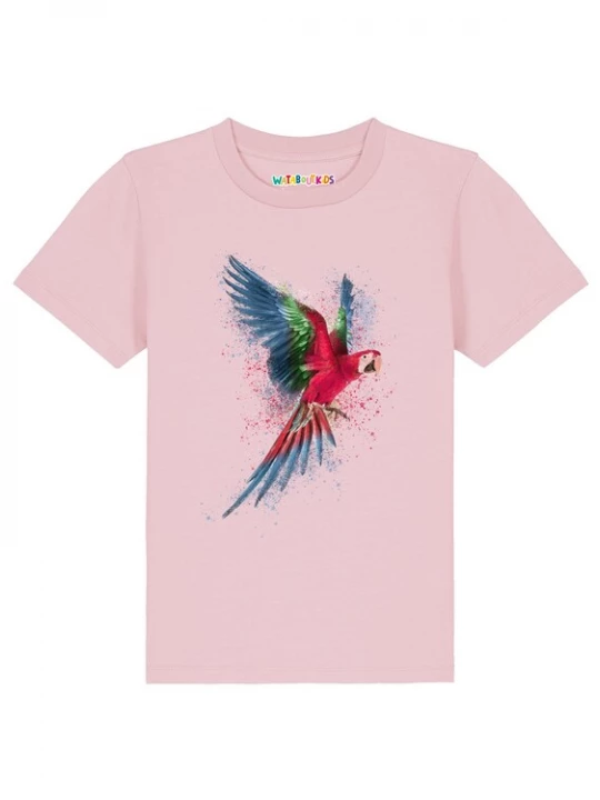 Foto van product watabout.kids Shirt 'Papagei' turquoise / royal blue / koningsblauw / rosa / rood