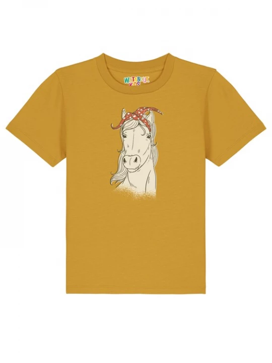 Foto van product watabout.kids Shirt 'Pferd' safraan / rood / zwart / wit