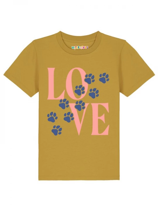 Foto van product watabout.kids Shirt 'Pfotenliebe' blauw / oker / rosa