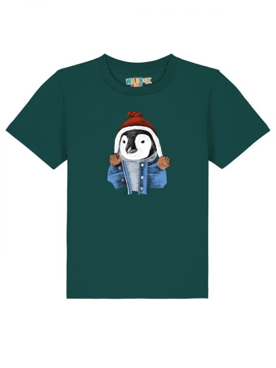 Foto van product watabout.kids Shirt 'Pinguin' donkergroen / gemengde kleuren