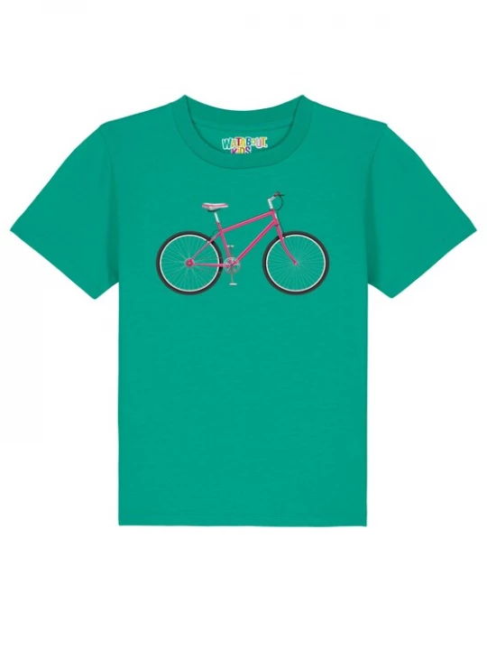Foto van product watabout.kids Shirt 'Pink Bike' grasgroen / pink / zwart / wit