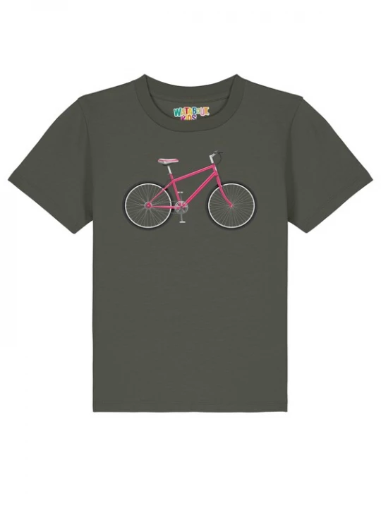 Foto van product watabout.kids Shirt 'Pink Bike' kaki / pink / zwart / wit