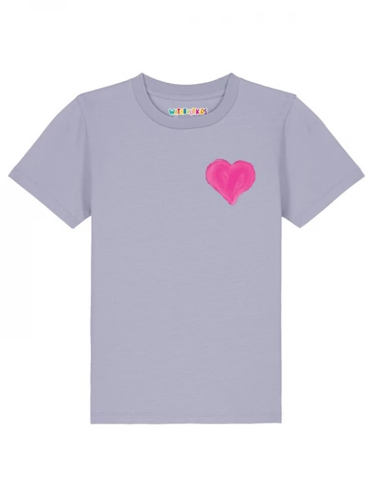 Foto van product watabout.kids Shirt 'Pink Heart' duifblauw / pink
