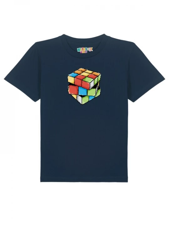 Foto van product watabout.kids Shirt 'Pixel Zauberwürfel' navy / azuur / limoen / lichtrood