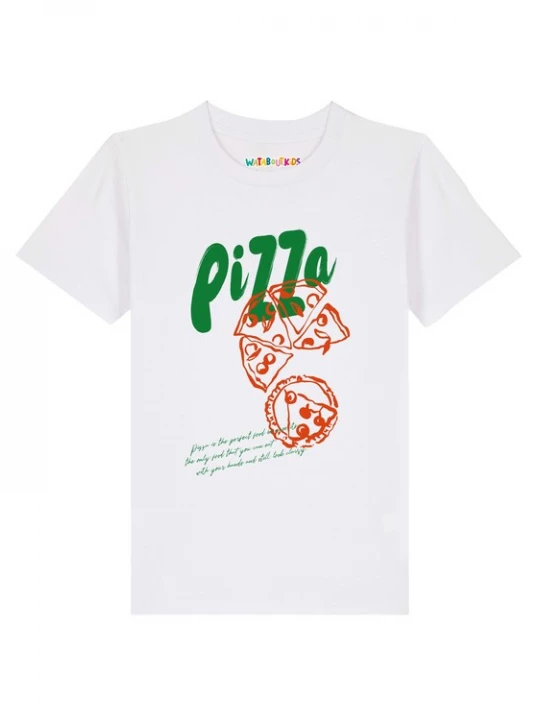 Foto van product watabout.kids Shirt 'Pizza' groen / oranjerood / wit