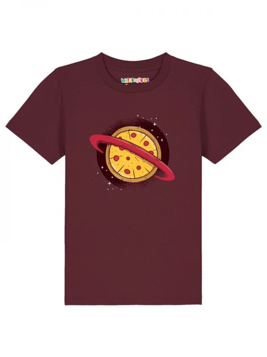 Foto van product watabout.kids Shirt 'Pizza Planet' donkerbruin / geel / rood / bordeaux