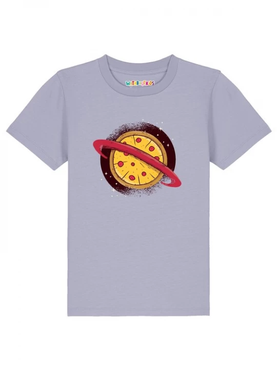 Foto van product watabout.kids Shirt 'Pizza Planet' duifblauw / donkerbruin / donkergeel / rood