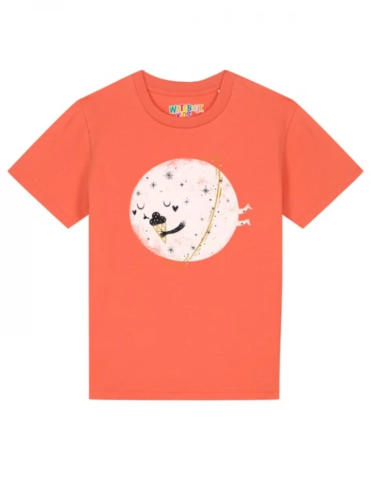 Foto van product watabout.kids Shirt 'Planet mit Eis' lichtgrijs / oranje / zwart