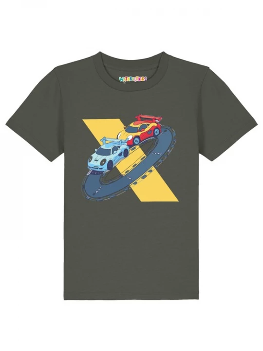 Foto van product watabout.kids Shirt 'Racing Car' hemelsblauw / geel / kaki / rood