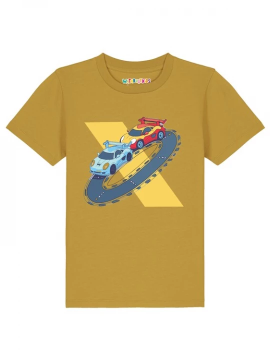 Foto van product watabout.kids Shirt 'Racing Car' hemelsblauw / oker / donkergeel / rood