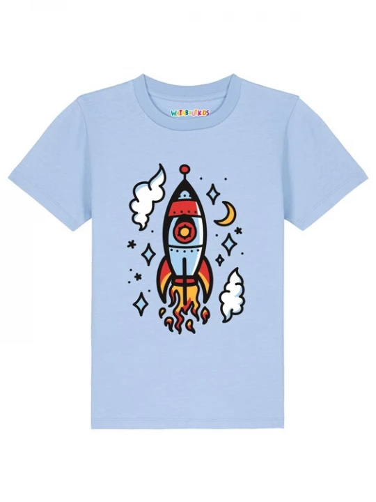 Foto van product watabout.kids Shirt 'Rakete' lichtblauw / rood / zwart / wit
