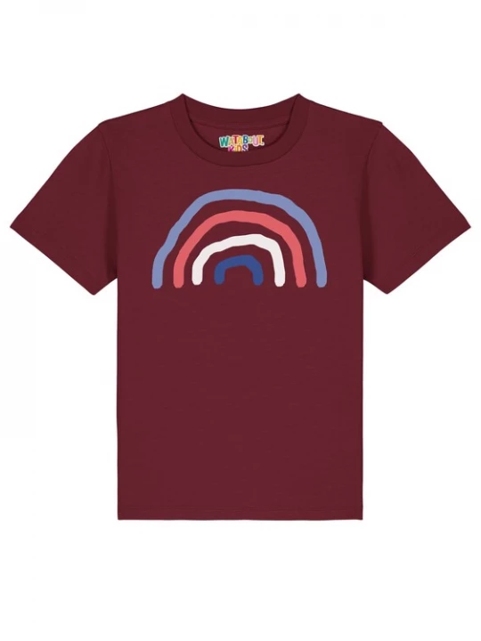 Foto van product watabout.kids Shirt 'Regenbogen' blauw / koraal / bordeaux / wit