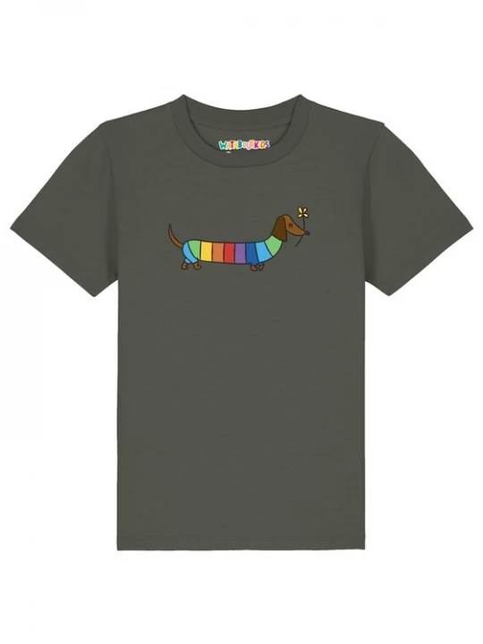 Foto van product watabout.kids Shirt 'Regenbogen Dackel' kaki / gemengde kleuren