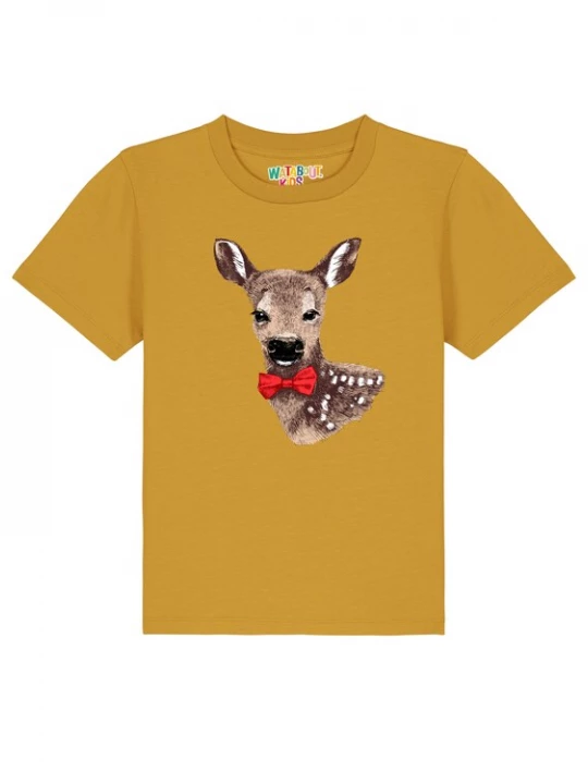 Foto van product watabout.kids Shirt 'Rehkitz' mokka / mosterd / rood / wit