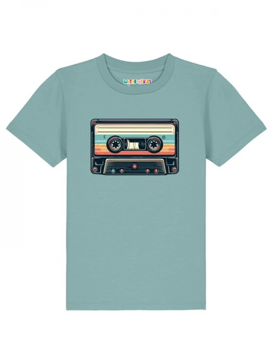 Foto van product watabout.kids Shirt 'Retro Kassette' turquoise / geel / smaragd / zwart