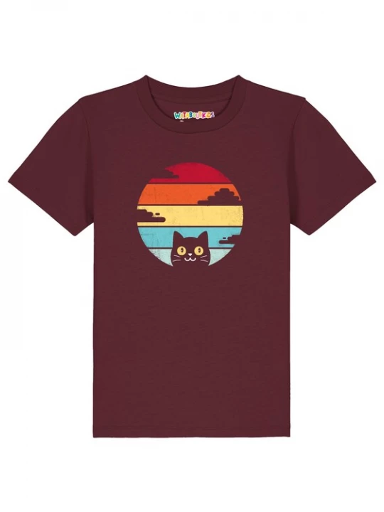 Foto van product watabout.kids Shirt 'Retro Sunset Cat' aqua / oranje / bordeaux