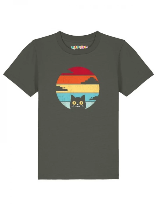 Foto van product watabout.kids Shirt 'Retro Sunset Cat' geel / kaki / oranje / rood