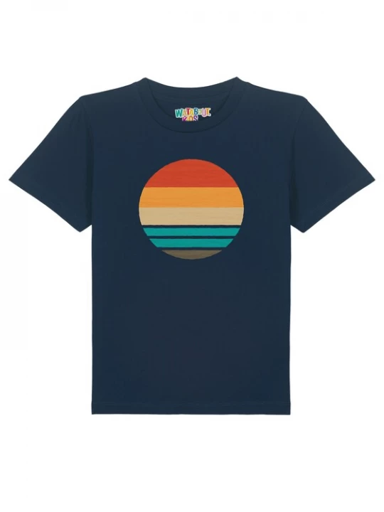 Foto van product watabout.kids Shirt 'Retro Sunset Ocean' beige / navy / oranje / bloedrood