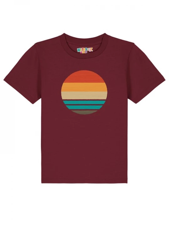 Foto van product watabout.kids Shirt 'Retro Sunset Ocean' turquoise / grijs / oranje / bordeaux