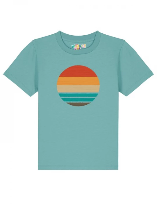 Foto van product watabout.kids Shirt 'Retro Sunset Ocean' turquoise / oranje / bloedrood