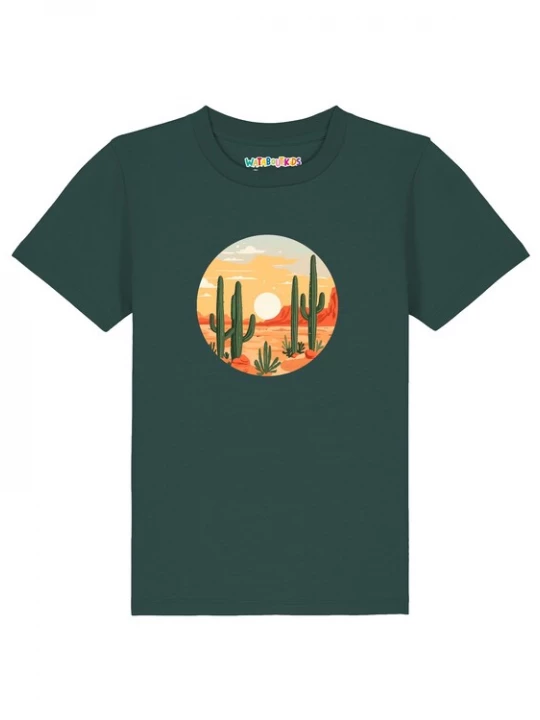 Foto van product watabout.kids Shirt 'Sonnenuntergang in der Wüste' sand / donkergroen / oranje / rood
