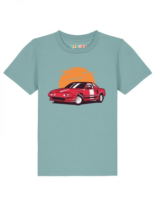 Foto van product watabout.kids Shirt 'Sport Car' turquoise / donkeroranje / rood / zwart