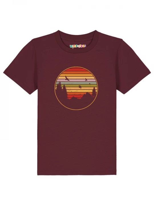 Foto van product watabout.kids Shirt 'Sunset Berge & Tannen' lichtblauw / donkergeel / rood / bordeaux