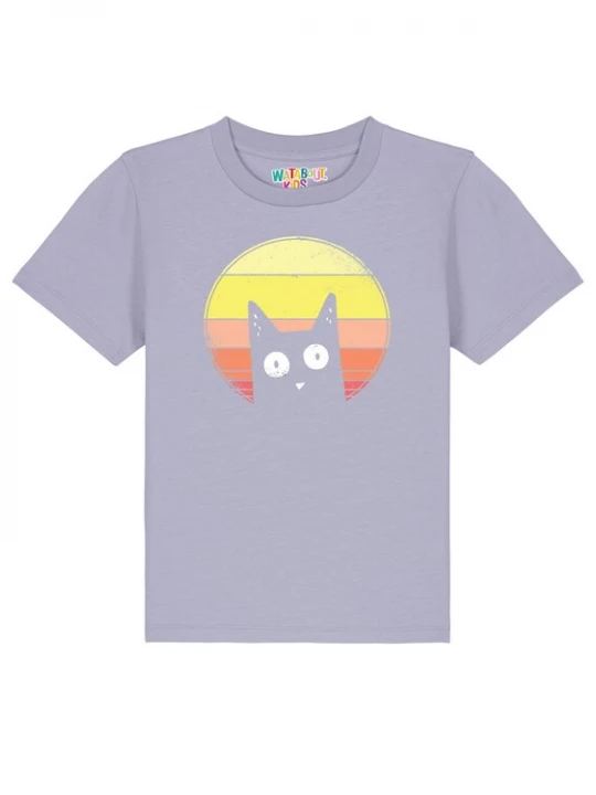 Foto van product watabout.kids Shirt 'Sunset Cat' limoen / lichtgeel / sering / watermeloen rood