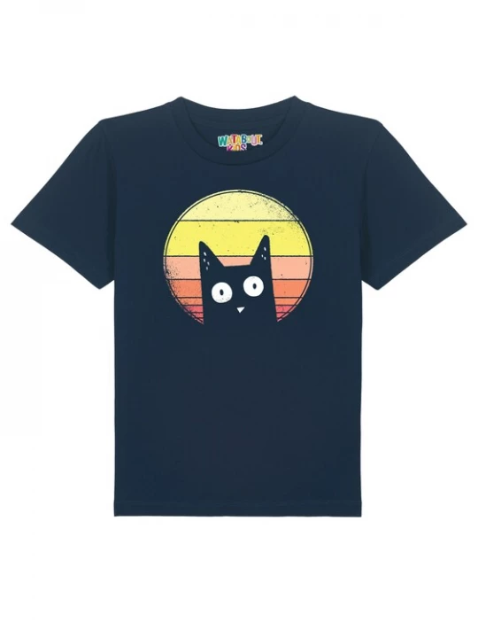Foto van product watabout.kids Shirt 'Sunset Cat' navy / geel / oranje / wit