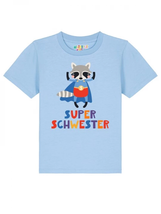 Foto van product watabout.kids Shirt 'Superschwester' blauw / lichtblauw / rood / zwart
