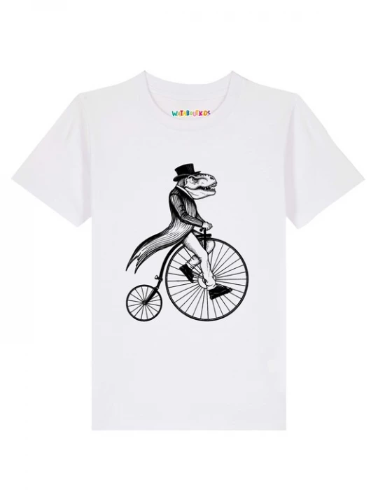 Foto van product watabout.kids Shirt 'T-Rex auf Fahrrad' zwart / wit