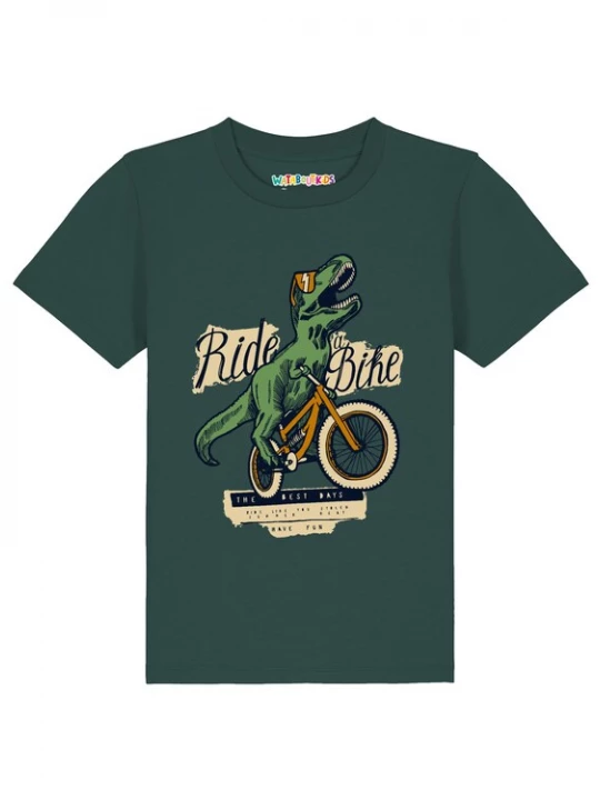 Foto van product watabout.kids Shirt 'T-Rex Fahrrad' crème / groen / donkergroen / zwart