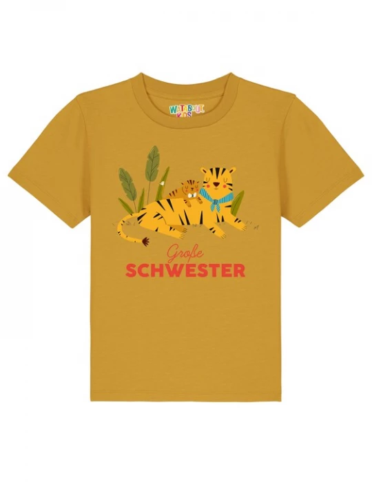 Foto van product watabout.kids Shirt 'Tiger Große Schwester' geel gemêleerd