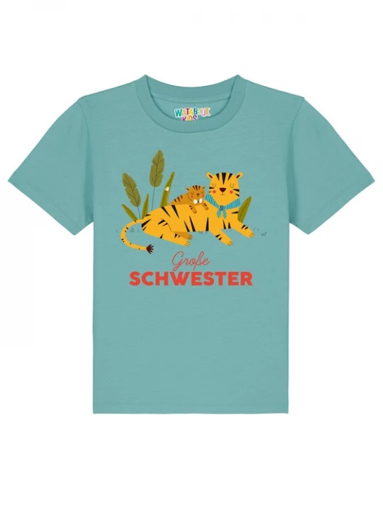Foto van product watabout.kids Shirt ' Tiger Große Schwester' turquoise / groen / oranje / rood