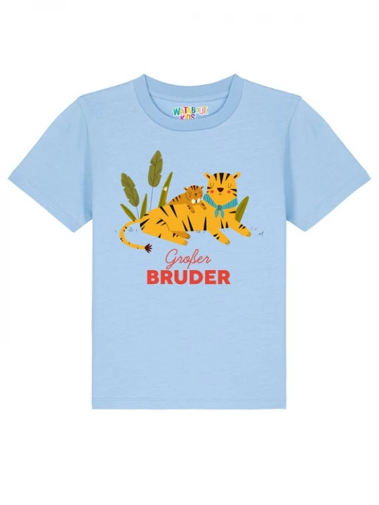 Foto van product watabout.kids Shirt 'Tiger Großer Bruder' lichtblauw / groen / oranje / rood