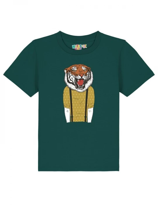 Foto van product watabout.kids Shirt 'Tiger Head' mosterd / donkergroen / zwart / wit