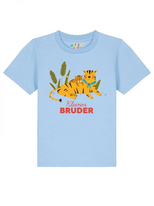 Foto van product watabout.kids Shirt 'Tiger Kleiner Bruder' lichtblauw / curry / olijfgroen / lichtrood