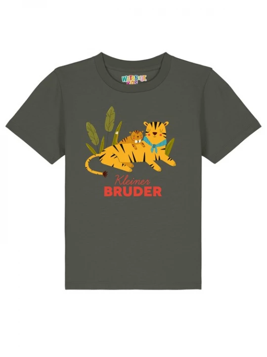 Foto van product watabout.kids Shirt 'Tiger Kleiner Bruder' limoen / kaki / olijfgroen / zwart