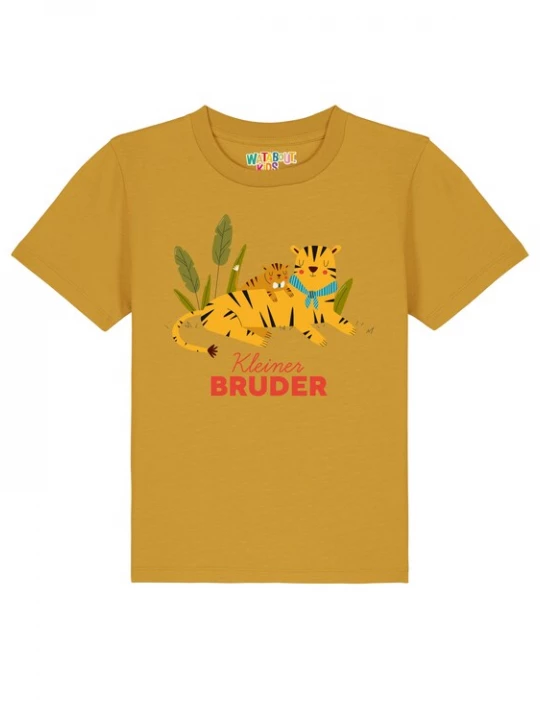Foto van product watabout.kids Shirt 'Tiger Kleiner Bruder' mosterd / olijfgroen / rood / zwart