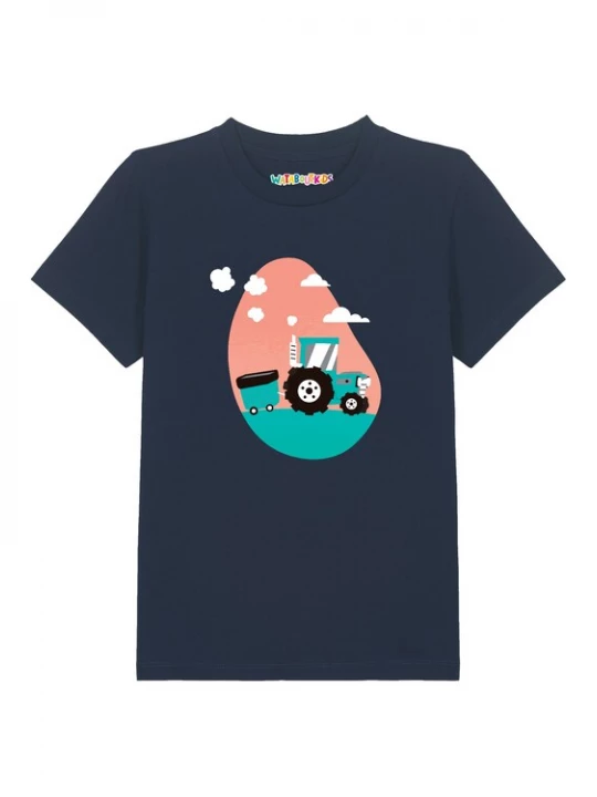 Foto van product watabout.kids Shirt 'Traktor' navy / turquoise / pastelrood / wit