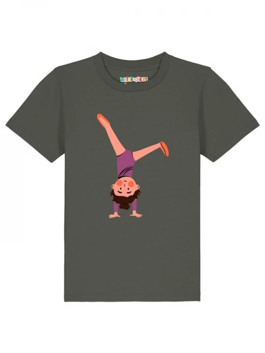 Foto van product watabout.kids Shirt 'Turnen' kaki / lila / zalm roze / zwart