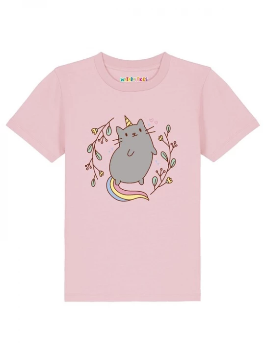 Foto van product watabout.kids Shirt 'Unicorn Cat' lichtblauw / geel / grijs / rosa