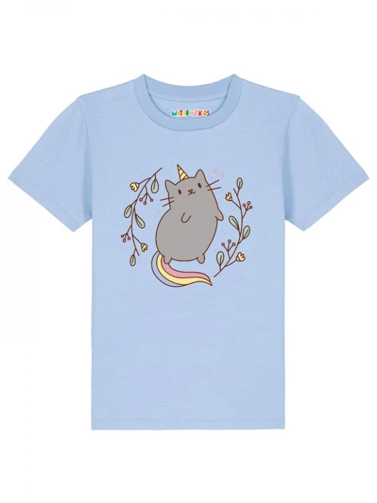 Foto van product watabout.kids Shirt 'Unicorn Cat' lichtblauw / geel / grijs / rosa