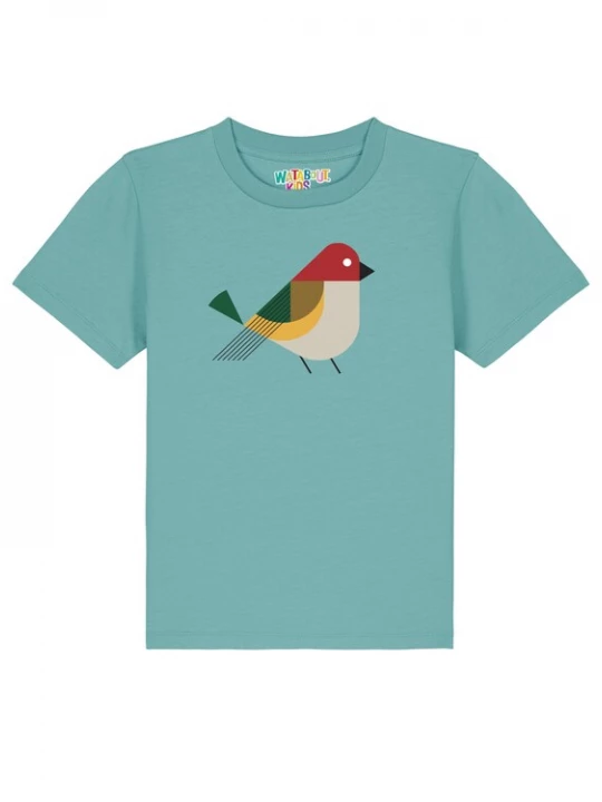 Foto van product watabout.kids Shirt 'Vogel' turquoise / gemengde kleuren
