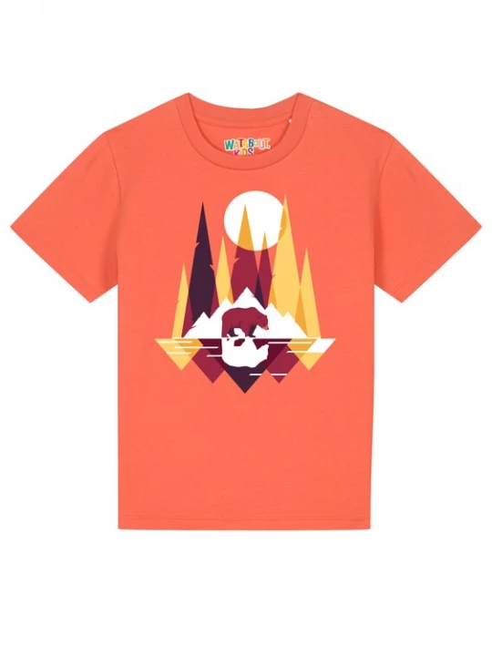 Foto van product watabout.kids Shirt 'Von Bären und Bergen' kastanjebruin / geel / oranje / wit
