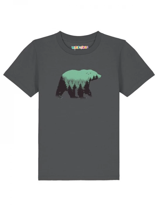 Foto van product watabout.kids Shirt 'Waldbär' antraciet / smaragd / zwart