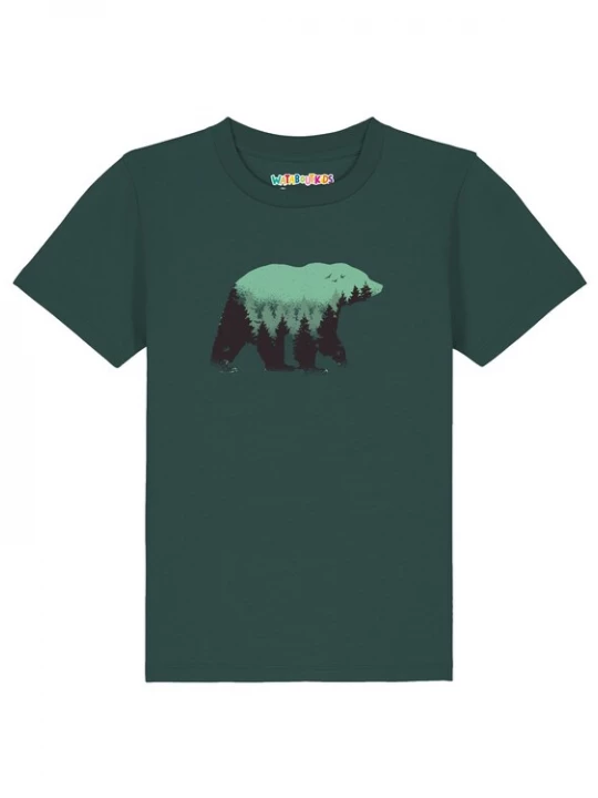 Foto van product watabout.kids Shirt 'Waldbär' smaragd / donkergroen / zwart