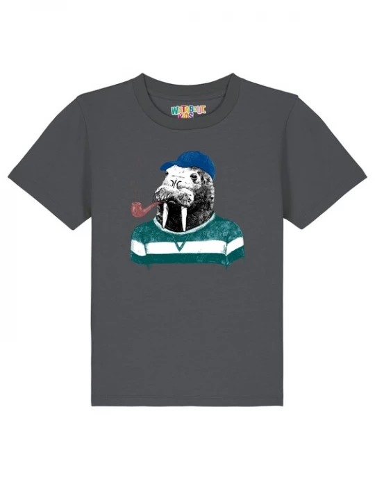 Foto van product watabout.kids Shirt 'Walross' royal blue / koningsblauw / antraciet / zwart / wit